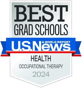 Badge from the U.S. News & World Report reading 'Best Grad Schools in Health, Occupational Therapy for the year 2024'
