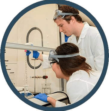 Students taking measurements in a laboratory